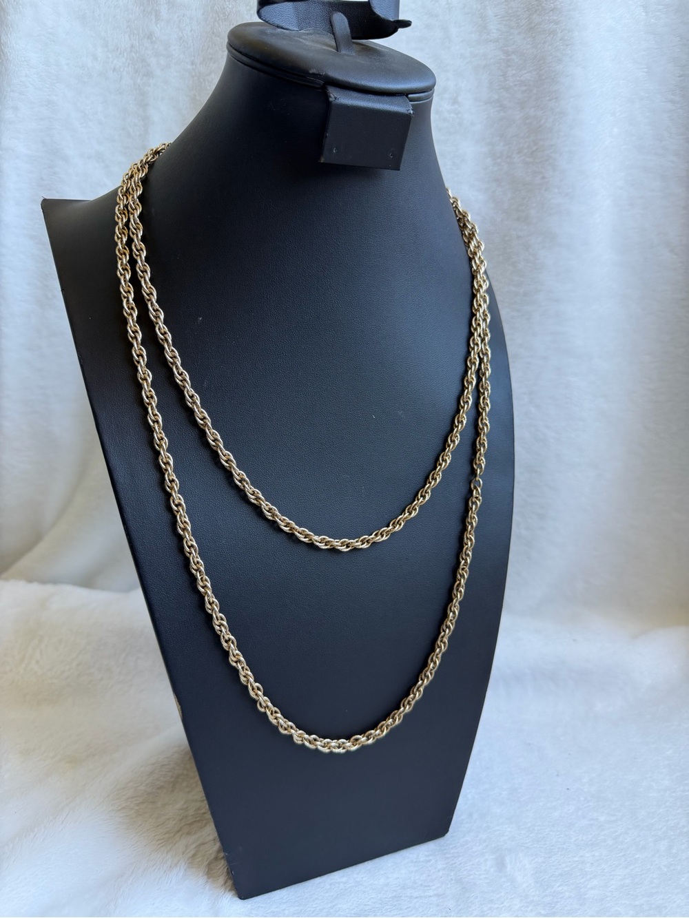 Vintage Accessocraft N.Y.C. twisted gold rope chain XL long necklace